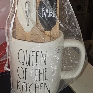 Rae Dunn Black and White Kitchen Mug with Utensils